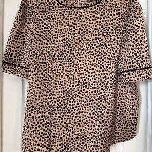 LOFT Tan and Black Leopard Print Blouse